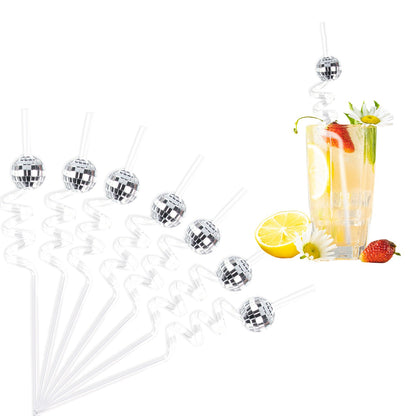 5pcs Glitter rose Red silver Mini Disco Ball Cowgirl Hat Straw 70s Disco Straws Party Decor Birthday Wedding Bachelorette party