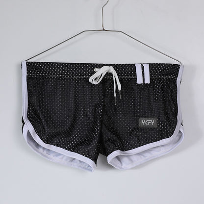 Brand Designer Men's Mesh Beathable Home Flat Pants Boxer Underwear Aro pants Breathable Pure Loose Fitting Underpants For Male
