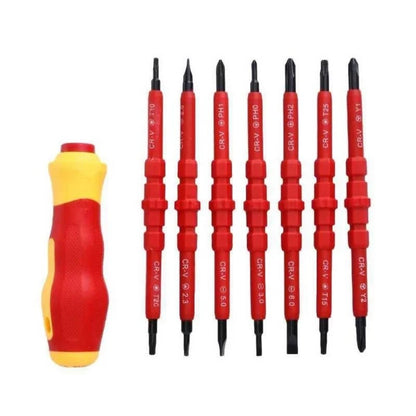 Kit de Ferramentas para Eletricistas 13/15pçs 1000V Chaves de Fenda Isoladas Intercambiáveis Magnéticas com Pontas Fenda Kit de Reparo para Eletricistas