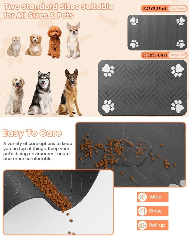 VIKAMA Cute Pet Placemats Cats And Dogs Universal Water-Absorbent Non-Slip Wash-Free Simple Pet Floor Mats Pet Supplies