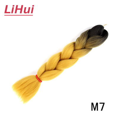 Cabelo Sintético Trança Jumbo 24 Polegadas Ombre Jumbo Extensão de Cabelo para Mulheres Tranças DIY Roxo Rosa Amarelo Cinza Lihu