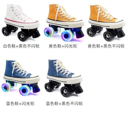 Adult and Children's Double-row Roller Skates Shoes , Breathable and Wear-resistant, Ice Rink , Four-wheel Skating Sneakers