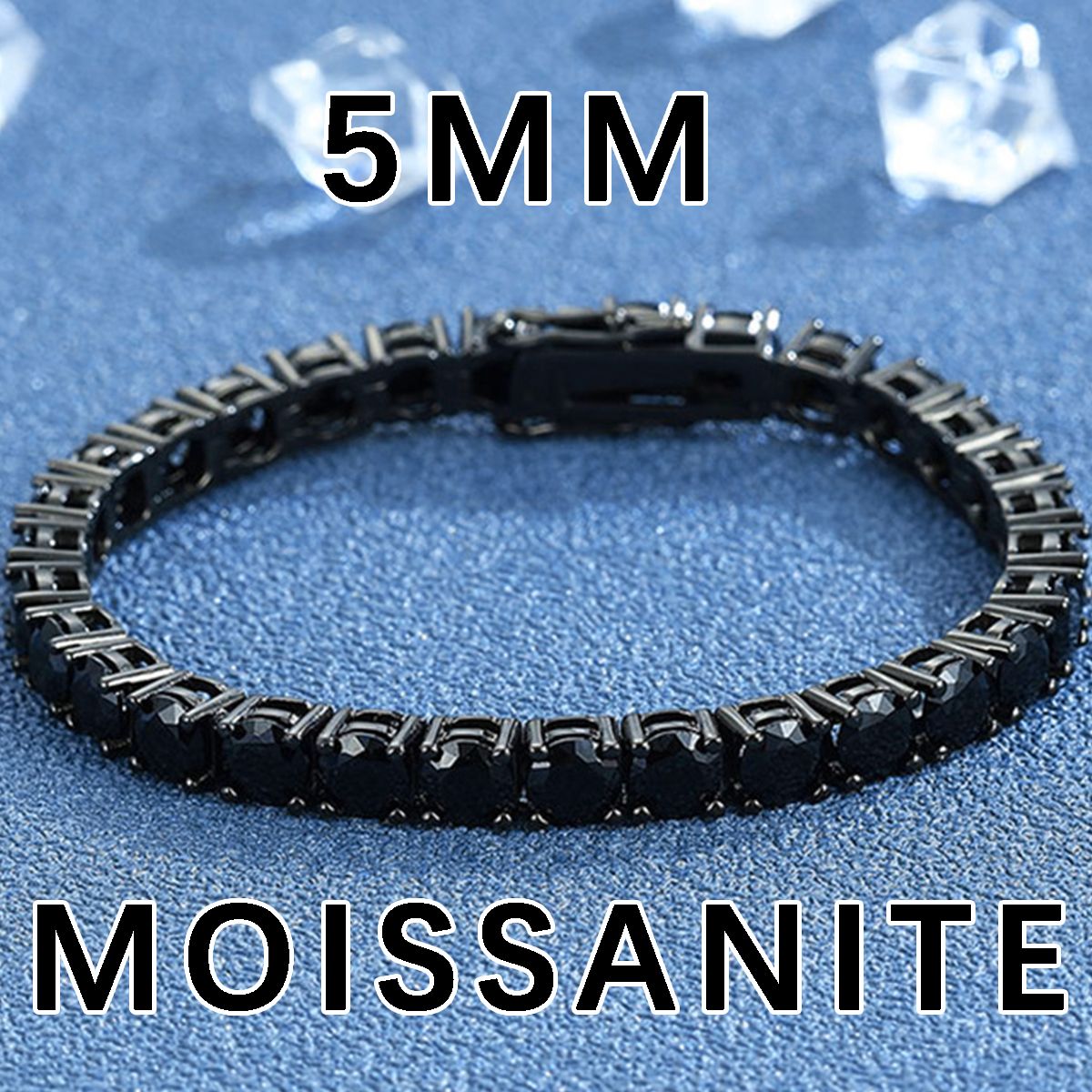 ?Pulseira Genuína de Tênis em Prata Esterlina S925 com Banho de Ródio Negro 3mm 4mm 5mm Moissanite Negra Joia Moderna Elegante para Mulheres?