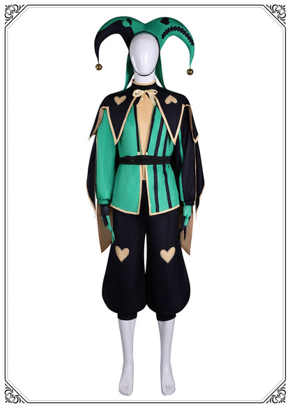 The Freak Circus Pierrot Jester Harlequin Cosplay Costume for Game Adult Clown Joker with Mask Halloween Carnival Outfits