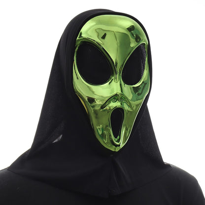 Green Alien UFO Mask Cosplay Aliens Monster Plastic Helmet Halloween Carnival Masquerade Dress Up Party Adult Kids Costume Props