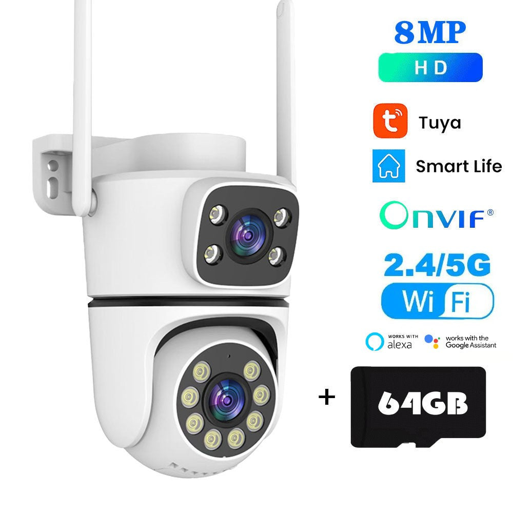 Câmera IP WIFI Tuya 5K 10MP Externa 5G Wifi Câmera PTZ de Lente Dupla Onvif Vigilância CCTV Rastreamento AI Alexa/Câmera de Segurança Goggle