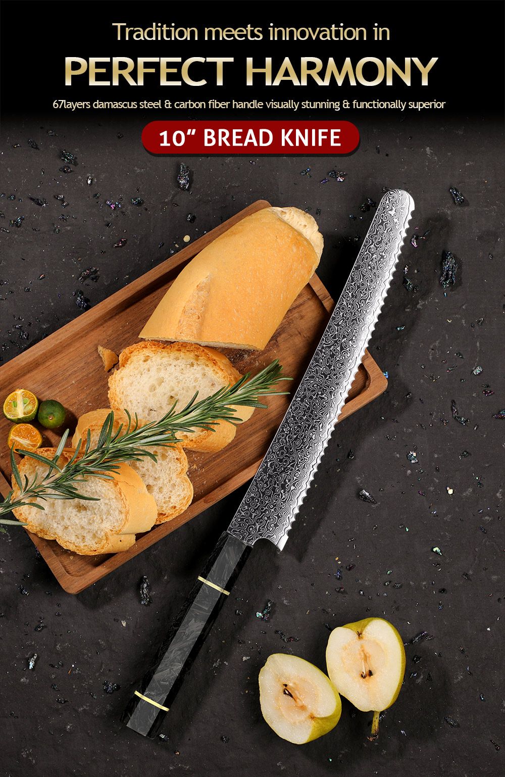 Professional 67-layer Damascus Japanese Kitchen Nakiri Gyuto Chef bread boning Knife Set Home kitchen tool with Carbon Fiber HD