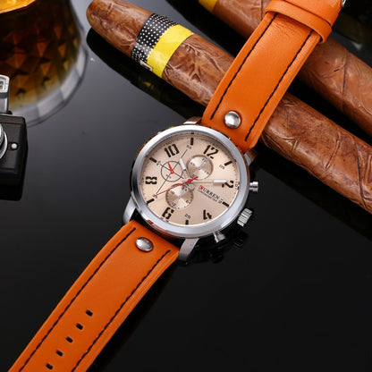 CURREN 8124,8208,8192,8230 Factory Watch Men Calendar Sport Military Male Clock Brand Luxury Origianl PU Leather Band Wristwatch