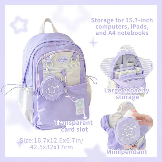 Cream Style Backpack for Students with High Appearance Simple and Cute Design Large Capacity Backpack Lightweight and Painful Ba