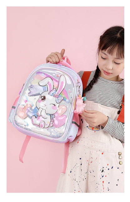 Mochila escolar de unicórnio para estudantes do ensino fundamental, mochila fofa e leve para crianças do 1º ao 5º ano, mochila de grande capacidade