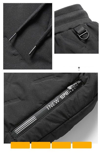Calça Moletom Masculina Jogger Impermeável Forrada de Lã Grossa Calças de Treino Esportivas Quentes de Inverno com Zíper e Bolsos
