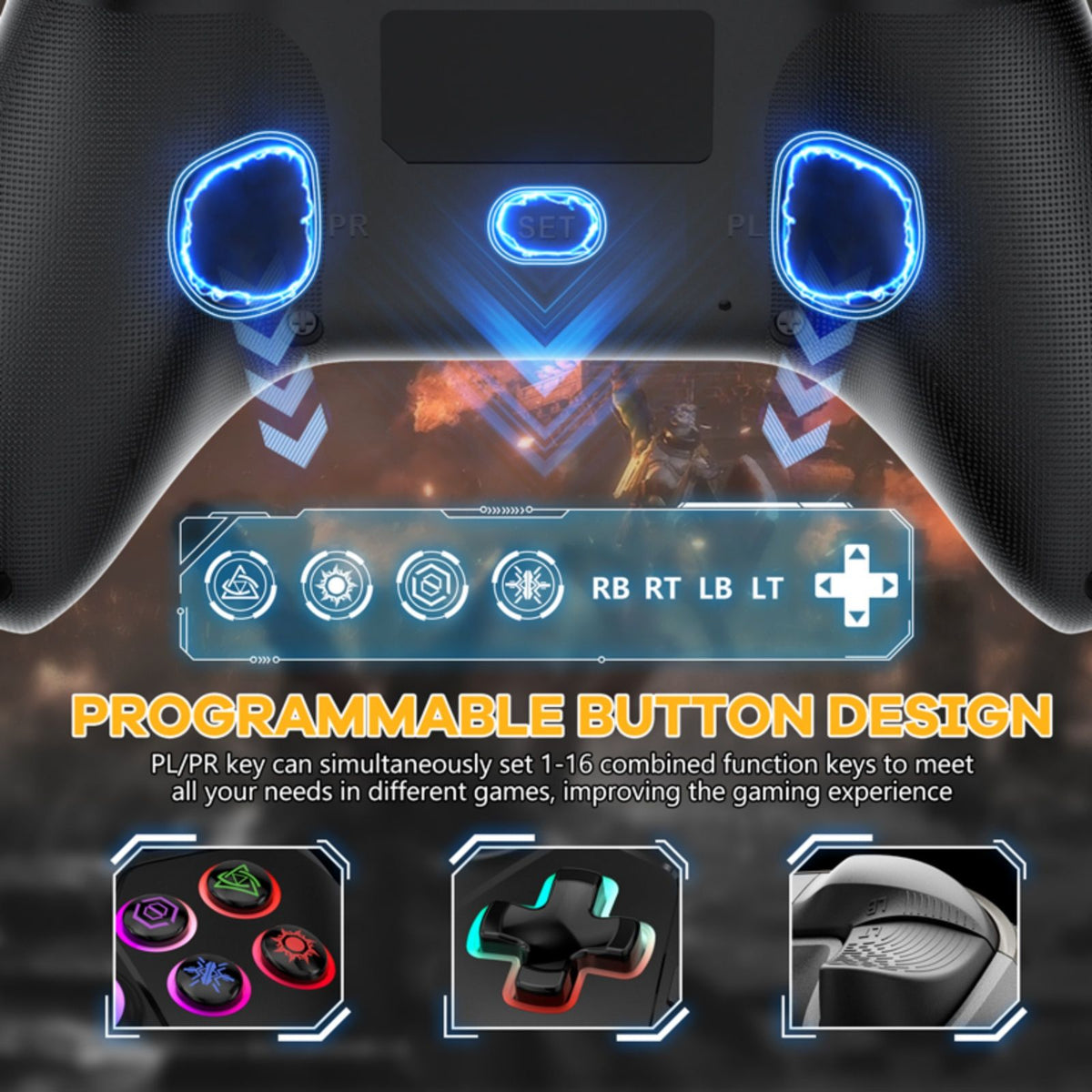 Game Controller For PlayStation 4/PS4 Pro/Slim/PS3/PC/IOS/Switch Wireless Gamepad,W/Turbo Dual Vibration 6-Axis Gyro 3.5mm Jack