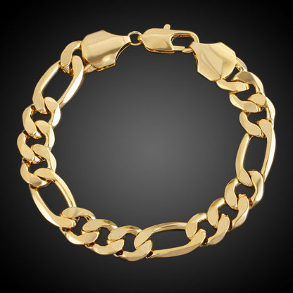Colar e pulseira masculinos de ouro real 24K 9999 puro Figaro de luxo, largura 6MM 8MM 10MM, comprimento 60cm