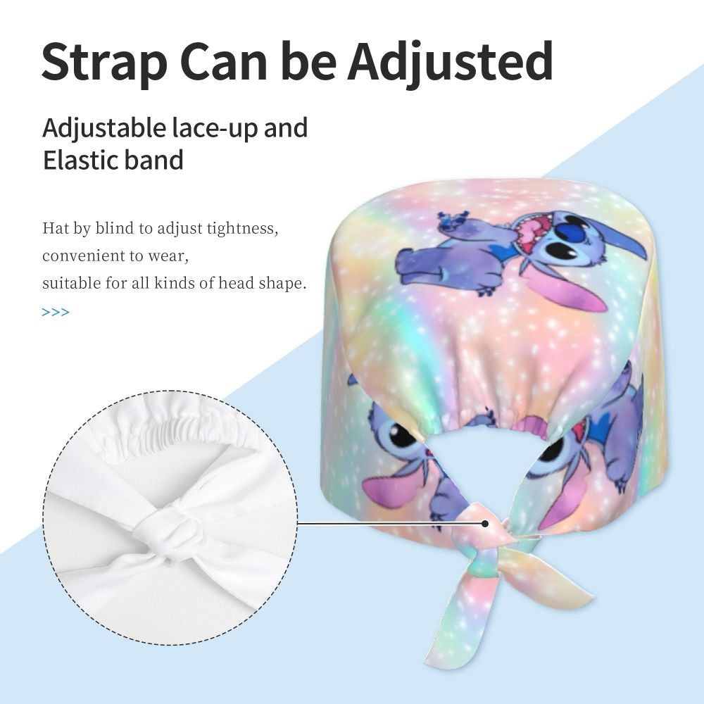 Custom Retro Cartoon Cleaning Working Cap Comfortable  Stitch Ohana Scrub Cap Surgicals Hat Nurse Scrubs Hat For Dentist