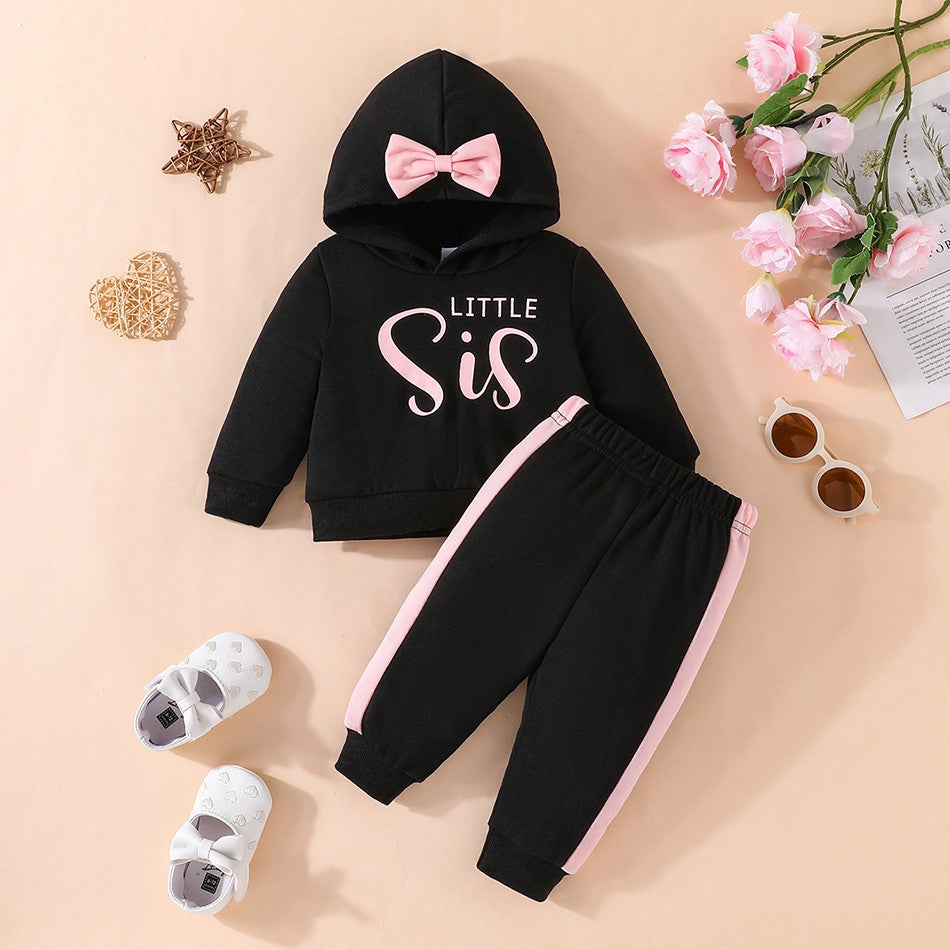 Comfort Fashion Spring-Autumn Baby 2-Piece Clothing Set Children Long Sleeve Hoodie and Color Blocked Pants Everyday Wear Sets