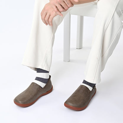 Oiaano  Wide Toe Men Minimalist Shoes  Comfortable Sneakers Leather Casual Shoes Black Slip On Leisure Loafers  Drive  Office