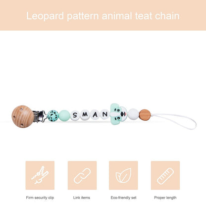 Baby Silicone Leopard animal custom pacifier chain Holder Personalized Name Baby Teether Teething pacifier Chain Clip Kids Goods