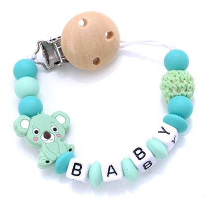 Baby Personalised Name Silicone Pacifier Clips Chain Wholesale 1Pcs Baby Nipple Pacifier Chain Cartoon Shape Holder