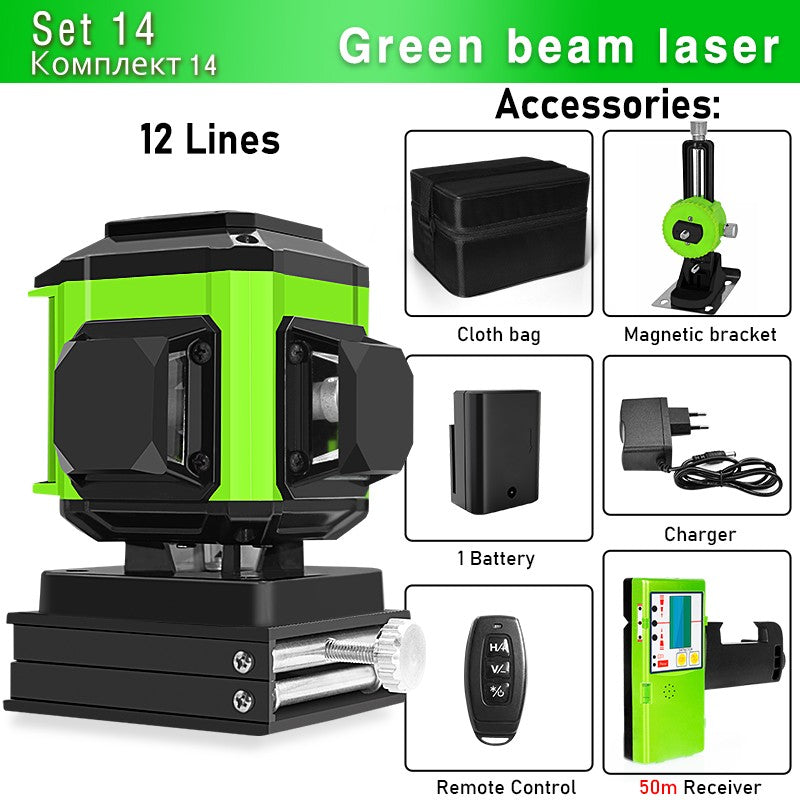 Nível a Laser Clubiona 16/12 Linhas linha verde Autonivelante 360 Horizontal e Vertical Nível a Laser de Feixe Verde Super Potente