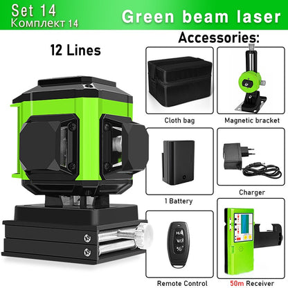 Nível a Laser Clubiona 16/12 Linhas linha verde Autonivelante 360 Horizontal e Vertical Nível a Laser de Feixe Verde Super Potente