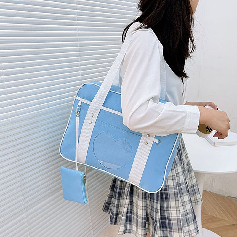 Japanese JK School Heart Uniform Bags Women's Student Handbag Cosplay Anime Shoulder Bag Large Capacity Handbags