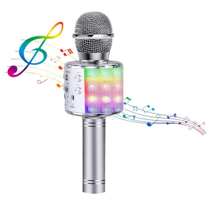 Microfone de Karaokê para Adultos, Microfone Bluetooth Sem Fio para Cantar Máquina de Karaokê Portátil com Luzes LED