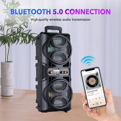3000W Portable Bluetooth Party Speaker Dual 6.5 inch Subwoofer Rechargeable Heavy Bass Sound System Wireless Speaker