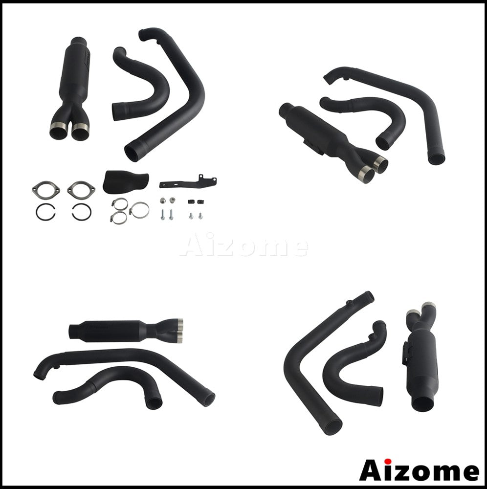 Motorcycle Racing 2-in-1 Exhaust Muffler 2.2" TIG Welded For Harley Dyna Fat Bob Street Bob Low Rider Super Wide Glide 2006-2017