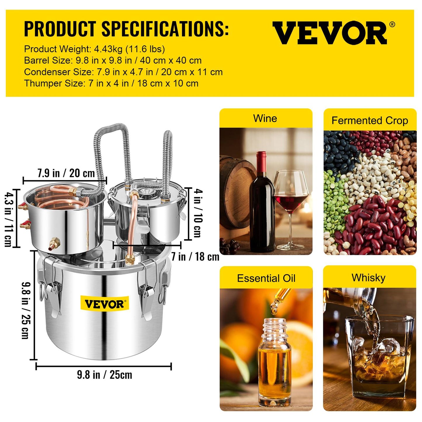 SucceBuy 12L 20L 30L 50L Alcohol Brewing Distiller DIY Moonshine Apparatus Stainless Steel Still Whisky Brandy Home Appliance