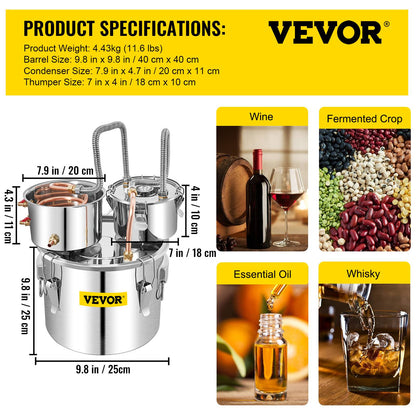 SucceBuy 12L 20L 30L 50L Alcohol Brewing Distiller DIY Moonshine Apparatus Stainless Steel Still Whisky Brandy Home Appliance