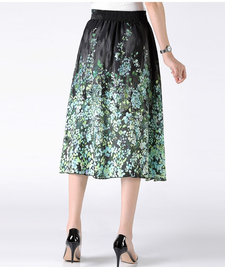 Women's Plus Size Half Skirt 2024 Summer New Bohemian Style Printed Pleated Skirt Fashionable Spring Women's Clothing