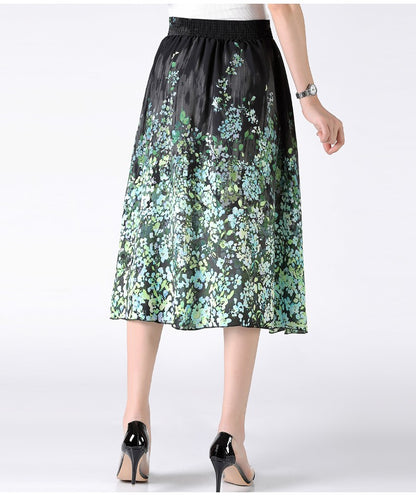 Women's Plus Size Half Skirt 2024 Summer New Bohemian Style Printed Pleated Skirt Fashionable Spring Women's Clothing