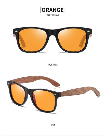 Óculos de Sol GM Ecológicos de Madeira de Nogueira Retrô UV400 Polarizados de Bambu Masculino Moderno Lente Anti-Azul 7061h