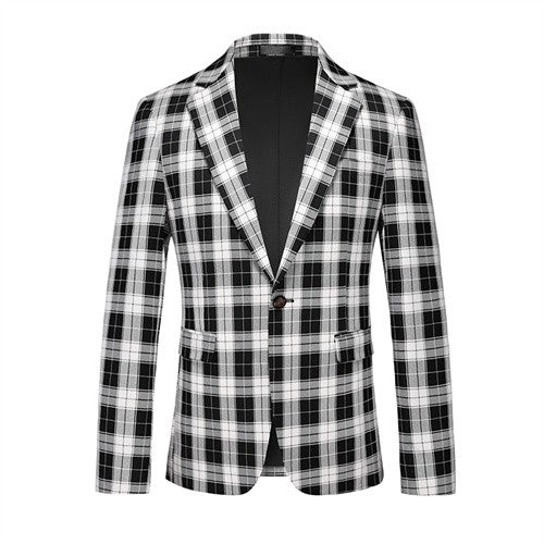 Single Breasted Plaid Suit Men's Clothing Fashion Simple Men Business Social Wedding Party Tuxedo Dress Blazers Jacket