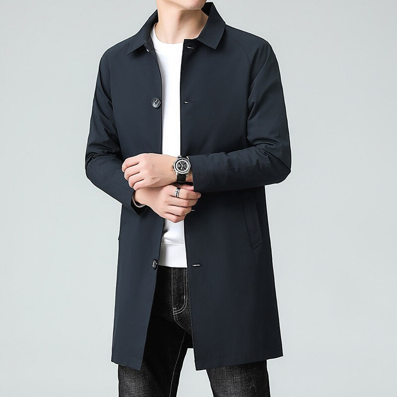 Top Quality Korean New Brand Casual Fashion Long Men Trench Coat  Windbreaker Overcoat Slim Fit Long Jacket Men Clothing