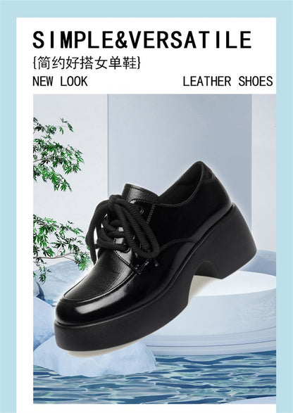 Soft Leather Uniform Shoes Female British Girl Japanese Wild Black Retro Mary Jane Shoes Lolita Platform Shoes Low Anti-slip