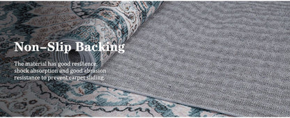 Area Rugs for Living Room, Machine Washable Vintage Rug, Non-Slip Low Pile Throw Rugs with Rubber Backing Washable Carpet