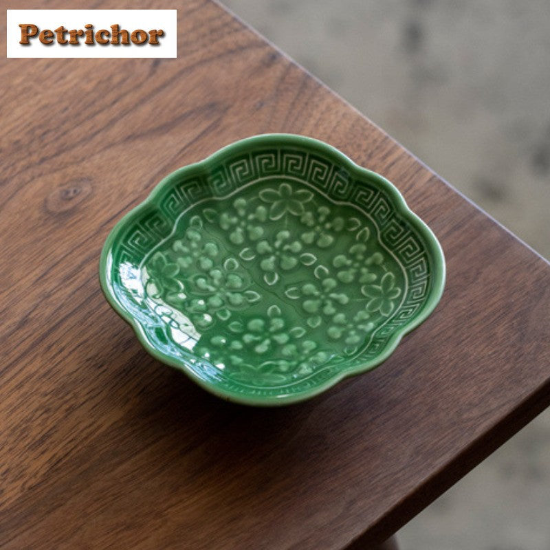 Chinese Style High Leg Fruit Dishes Ancient Pastry Plate Fruit Plate Appetizer Serving Platter Household Plates For Food Craft