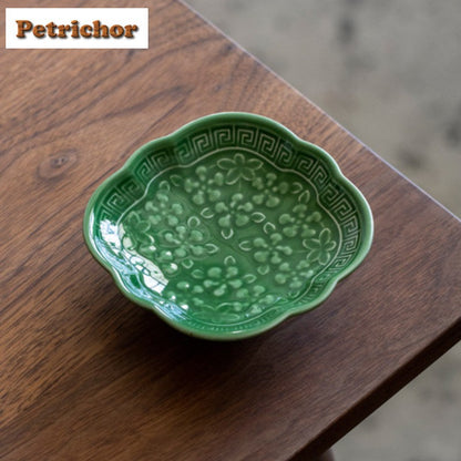 Chinese Style High Leg Fruit Dishes Ancient Pastry Plate Fruit Plate Appetizer Serving Platter Household Plates For Food Craft
