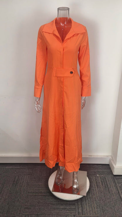 Fashion Spring Overalls Sundress Women 2025 Autumn Dress Casual Elegant longSleeve Baggy Work Vestidos Kaftan Maxi Long Dress