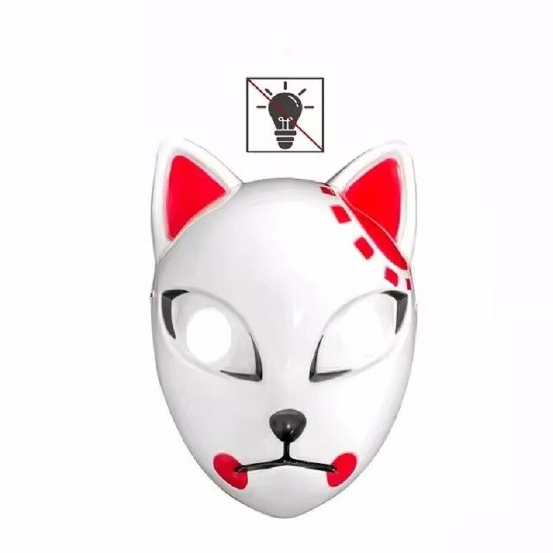 1PC Glowing Demon Slayer Led Face Mask Anime Cosplay Prop Cat Face Fox Halloween Cold Light Flashing Mask Party Costume