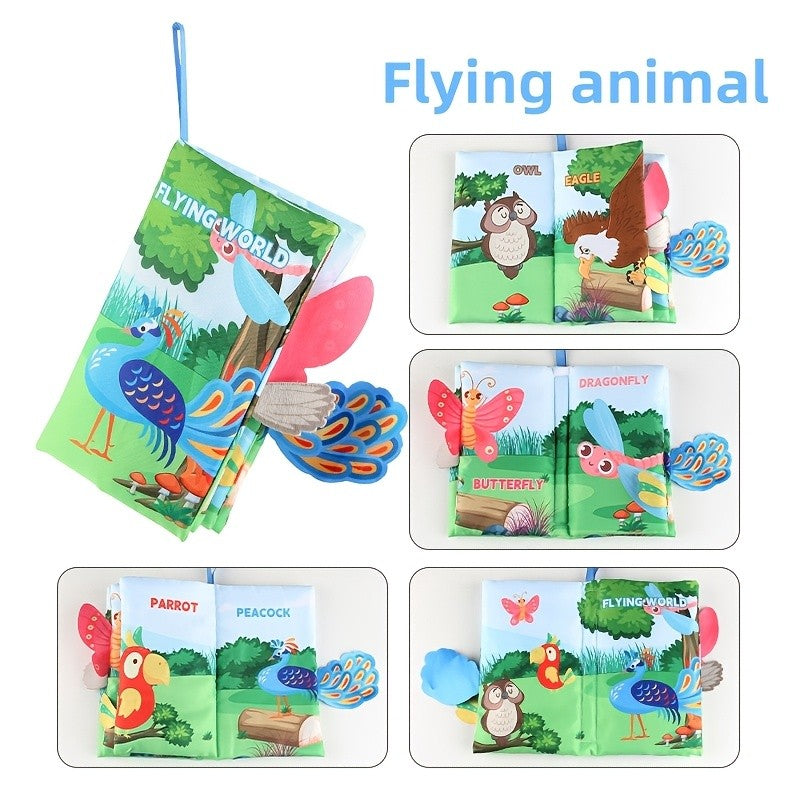 Cloth Books Toys Sensory toys, cloth crepe soft books Baby Prone time toys, Stroller toys Ocean Forest Flying Animals