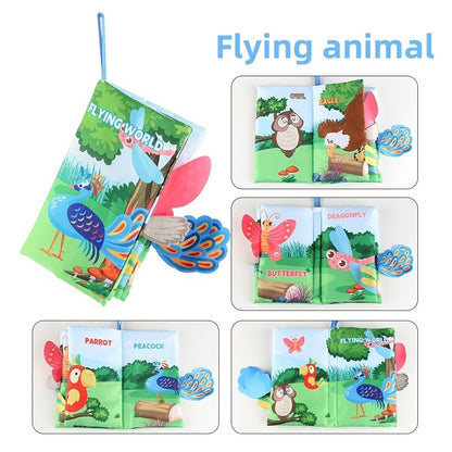 Cloth Books Toys Sensory toys, cloth crepe soft books Baby Prone time toys, Stroller toys Ocean Forest Flying Animals