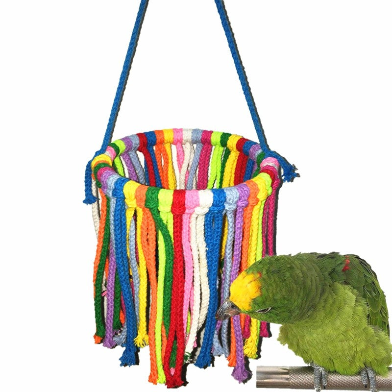 Brinquedo de Papagaio para Pássaros de Estimação Corda de Algodão para Mastigar Morder Acessórios para Pendurar em Gaiola Balanço Subir Mastigar Brinquedos para Papagaio Acessórios para Brinquedos de Pássaros