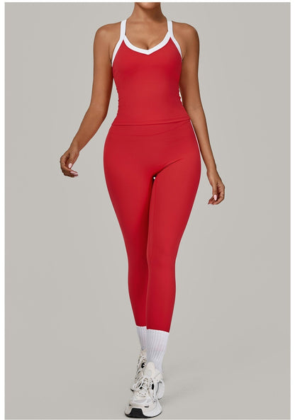 Yoga Suit Sports Fitness High Waist Peach Hip Tight Removable Padding Sports Bra Outfit Running Workout Clothes Gym Leggings Set