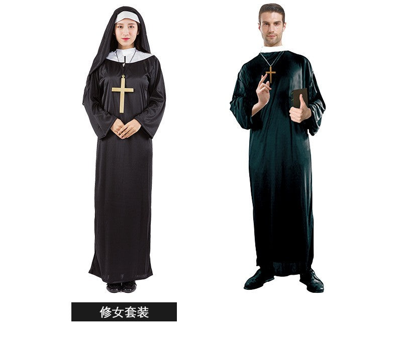 Halloween Masquerading Parties Adult Cosplay Pastors and Performance Costumes for Priests Nuns