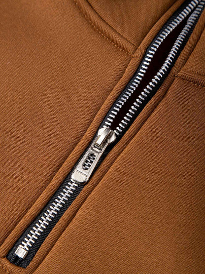 Autumn Men's Zipper Pullover Turtlenecks Warm Sweaters Solid Color Long Sleeved Fashion Male Casual Daily Sweatshirt Top