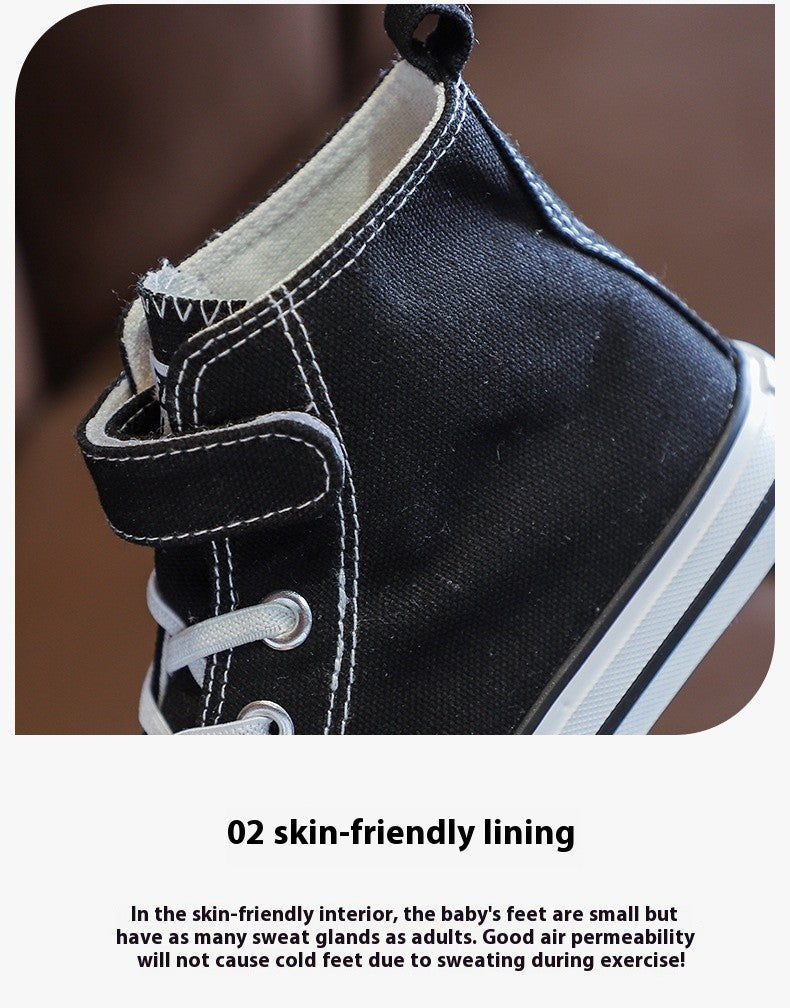Children Canvas Shoes High-Top Boys and Girls Shoes White Board Shoes Small White Shoes New Kindergarten Baby Cloth Shoes