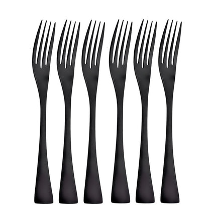 6Pcs Black Cutlery 304 Stainless Steel Dinnerware Set Steak Knife Silverware Creative Dinner Set Mirror Luxury Steak Knife Forks