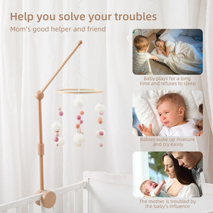 Brinquedo Chocalho para Bebê, Suporte de Berço, Móbile de Madeira, 0-12 Meses, Recém-nascido, Chocalho de Crochê, Suporte para Pendurar Brinquedos, Suporte para Berço de Bebê, Presente